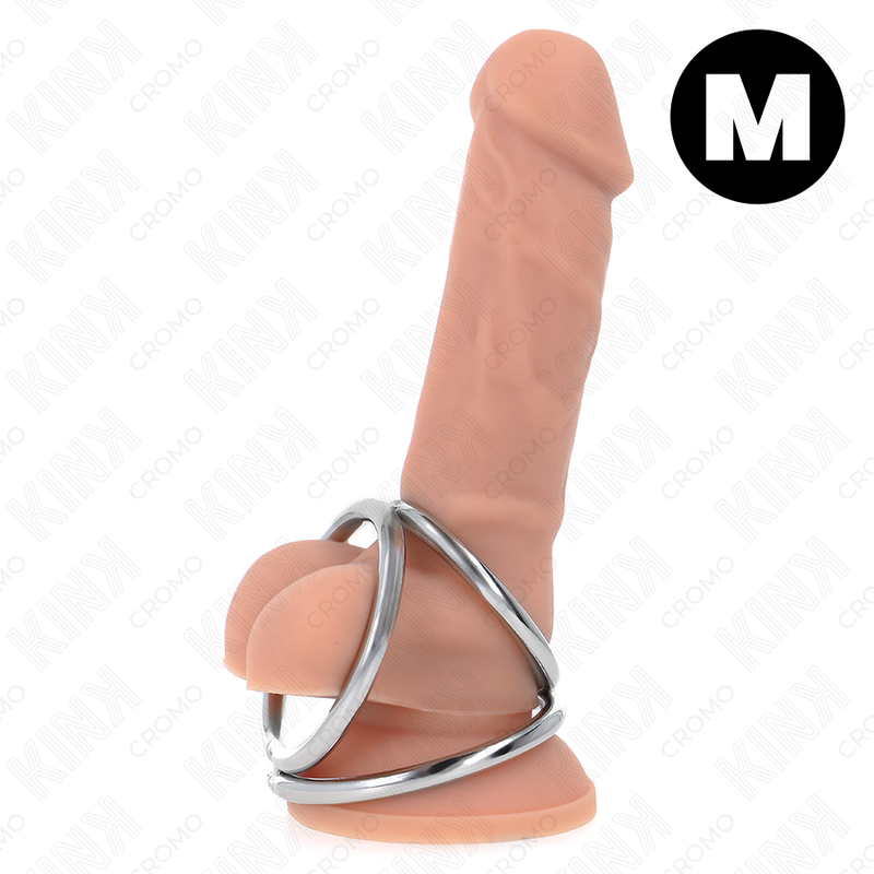 KINK – ANELLO PER PENE IN METALLO CROMATO TRIPLO DA 3,8 CM A 5 CM MODELLO 2