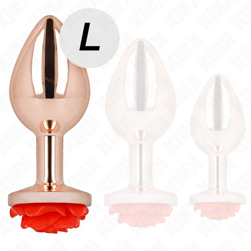 KINK – PLUG ANALE IN ORO ROSA CON ROSA ROSSA L