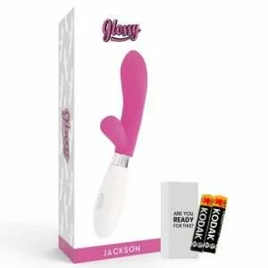 Vibratore Rabbit Glossy Jackson colore Rosa e Bianco 2